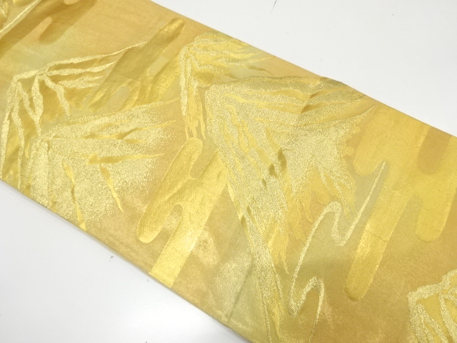 JAPANESE KIMONO / ANTIQUE FUKURO OBI / SILK / WOVEN MOUNTAIN & EGASUMI